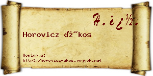 Horovicz Ákos névjegykártya